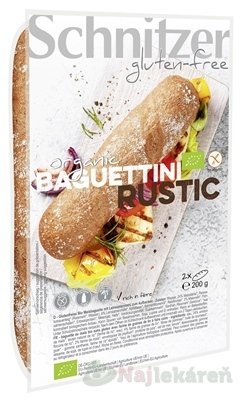 E-shop Schnitzer BAGUETTINI RUSTIC BIO, pečivo kukuričné, bezgluténové, 2ks, 200g