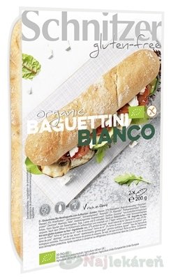 Schnitzer BAGUETTINI BIANCO BIO, pečivo kukuričné, bezgluténové, 2ks, 200g