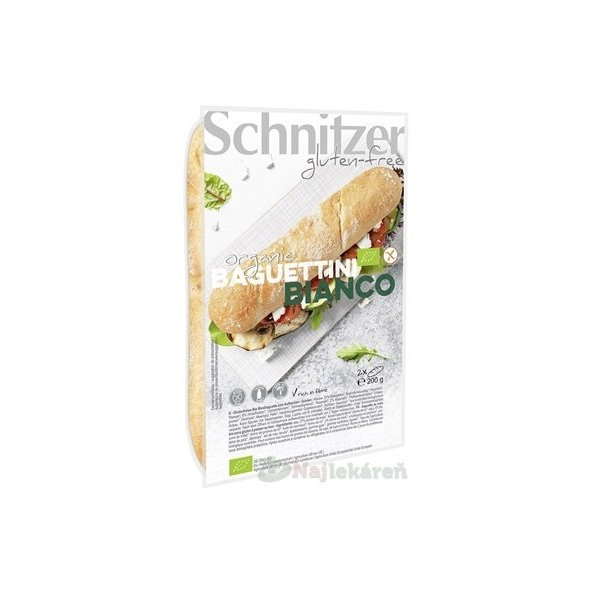 Schnitzer BAGUETTINI BIANCO BIO, pečivo kukuričné, bezgluténové, 2ks, 200g