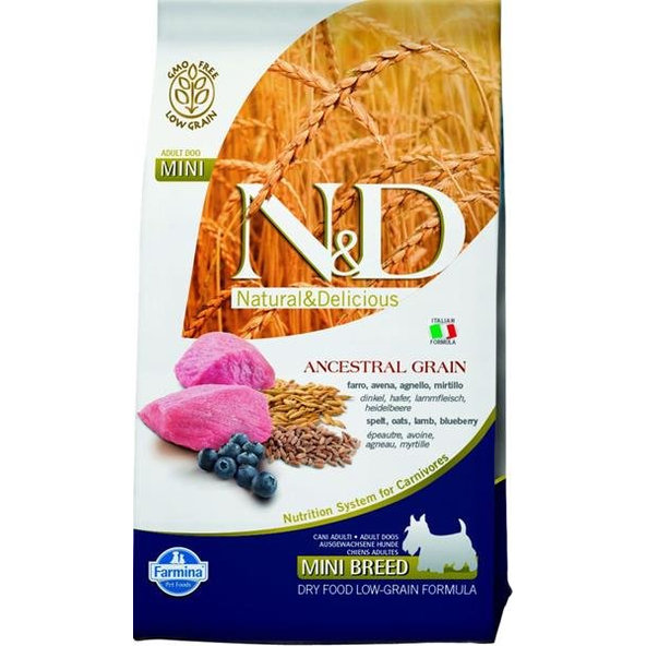 Farmina N&D dog AG adult mini, lamb, spelt, oats & blueberry 2,5kg