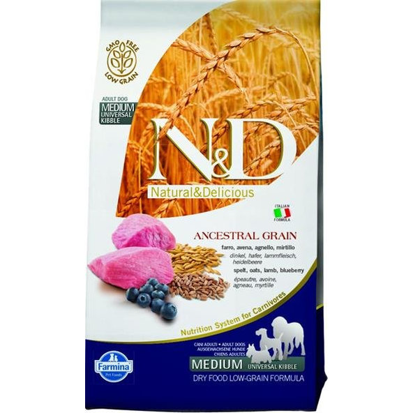 Farmina N&D dog AG adult medium & maxi, lamb, spelt, oats & blueberry 2,5kg