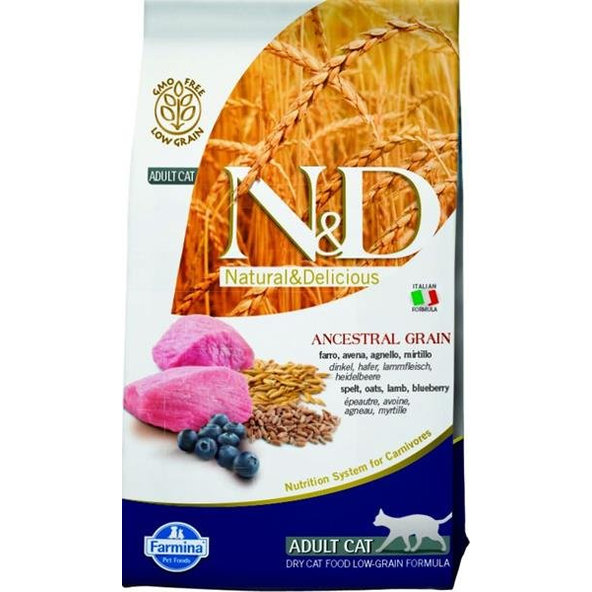 Farmina N&D cat AG adult, lamb, spelt, oats & blueberry granule pre mačky 1,5kg