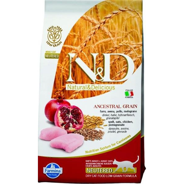 Farmina N&D cat AG adult, neutered, chicken, spelt, oats & pomegranate 1,5kg