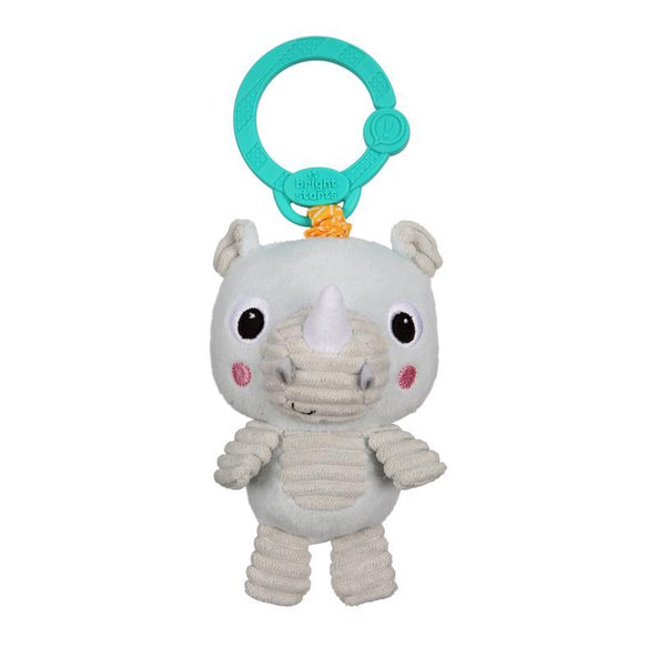 BRIGHT STARTS Hrkálka plyšová na C krúžku Také 'n Shake nosorožec 0m+