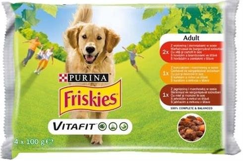 E-shop Friskies dog Adult Multipack hovädzie&kura&jahňa kapsička 4x100g