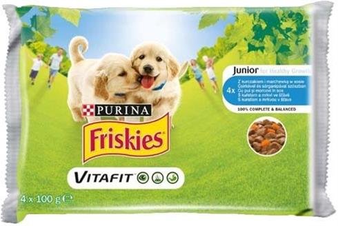 E-shop Friskies dog Junior s kuraťom a mrkvou v šťave kapsička 4x100g