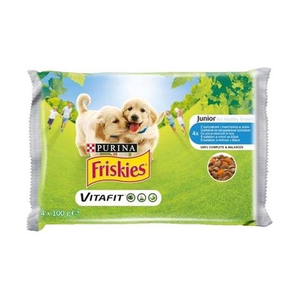 Friskies dog Junior s kuraťom a mrkvou v šťave kapsička 4x100g