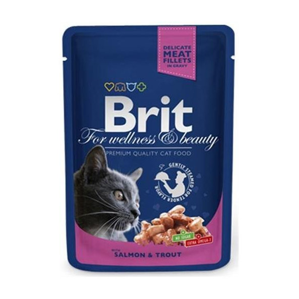 BRIT Premium cat Kapsička Adult Salmon & Trout 100g