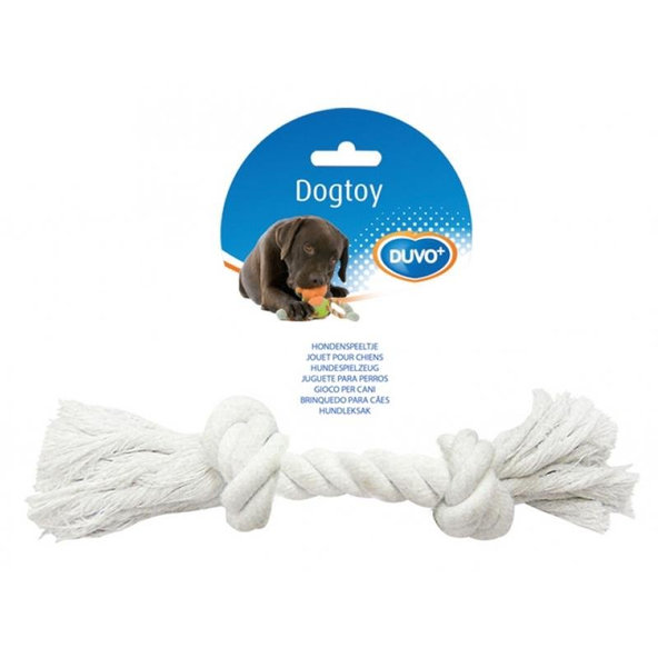 Hračka DUVO+ Lano s 2 uzlami na ťahanie biele Medium 26cm