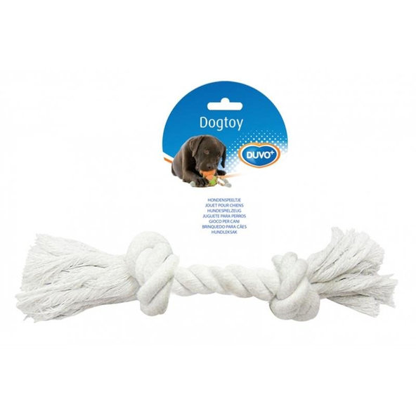 Hračka DUVO+ Lano s 2 uzlami na ťahanie biele Large 35cm
