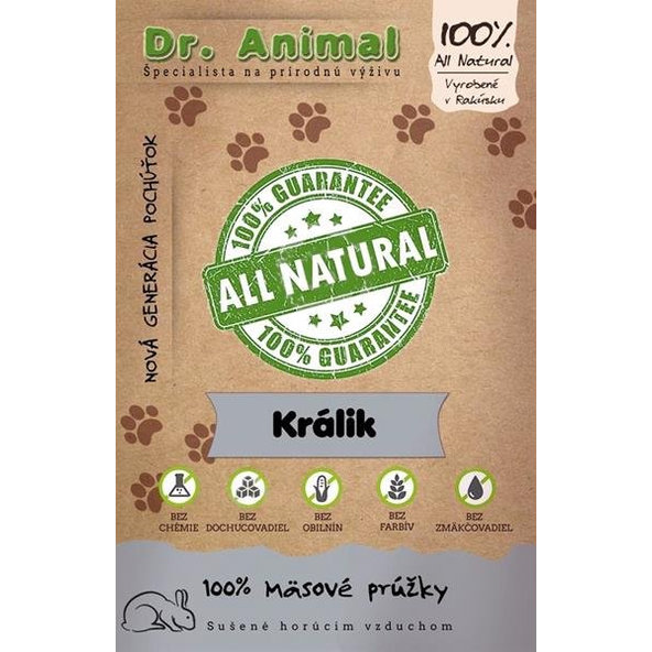 Maškrta Dr. Animal králičie mäsové prúžky 80g