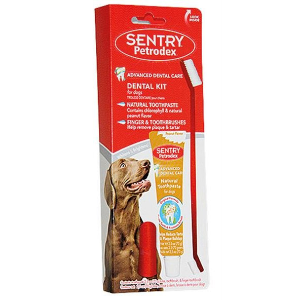 Súprava dentálna prírodná Petrodex pre psy 70 g (Zubná pasta, kefka, prstová kefka)