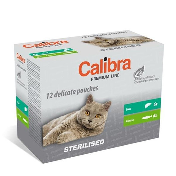 Calibra Premium cat Sterilised pečeň v omáčke kapsičky pre mačky 12x100g