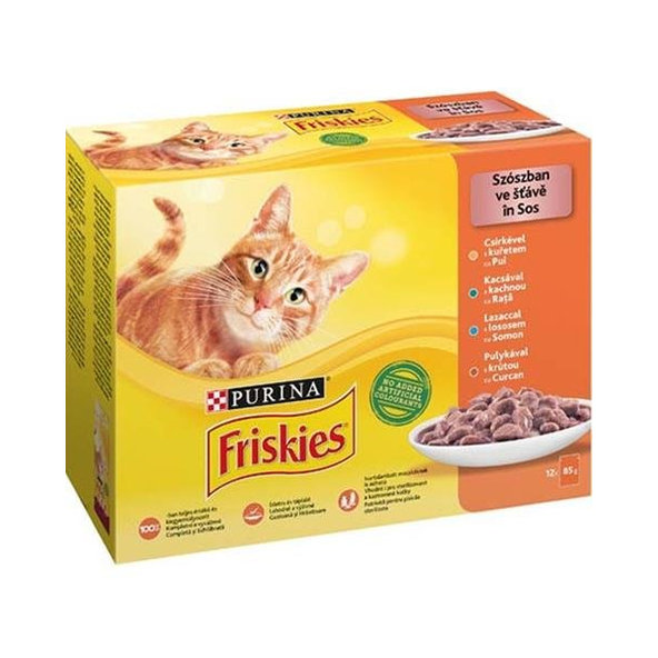 Friskies cat Multipack kura&kačica&losos&morka kapsička 12x85 g