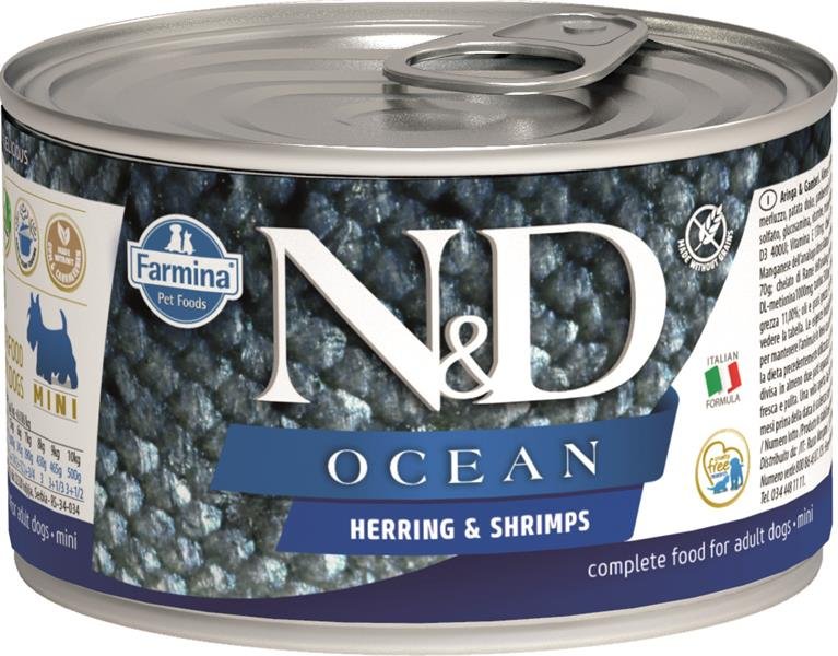E-shop Farmina N&D dog OCEAN herring & shrimps konzerva 140g