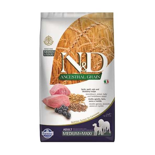 Farmina N&D dog AG puppy medium & maxi, lamb, spelt, oats & blueberry 2,5kg