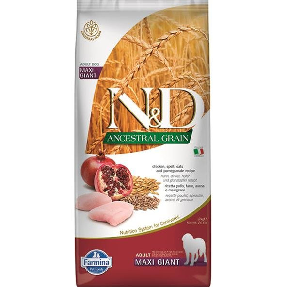 Farmina N&D dog AG adult giant maxi, chicken, spelt, oats & pomegranate 12kg
