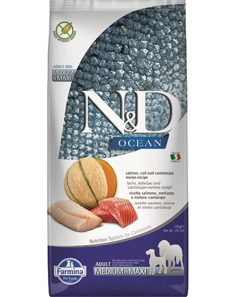 E-shop Farmina N&D dog OCEAN (GF) adult medium & maxi, salmon, cod & cantaloupe melon 12kg