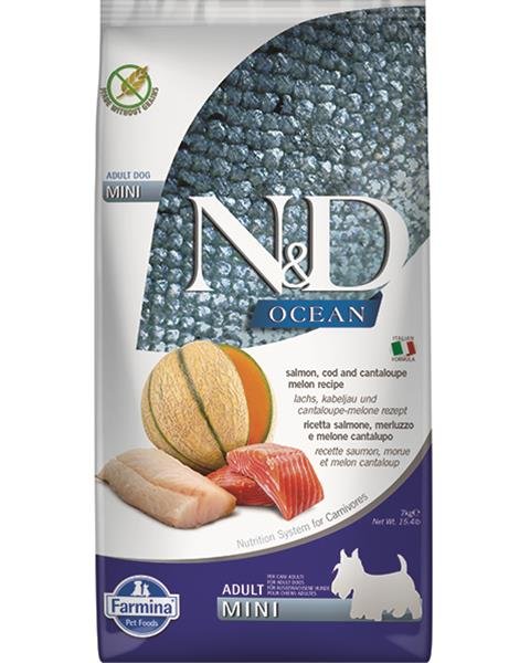 E-shop Farmina N&D dog OCEAN (GF) adult mini, salmon, cod & cantaloupe melon 7kg