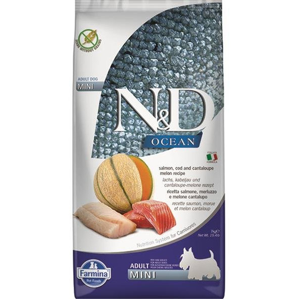 Farmina N&D dog OCEAN (GF) adult mini, salmon, cod & cantaloupe melon 7kg