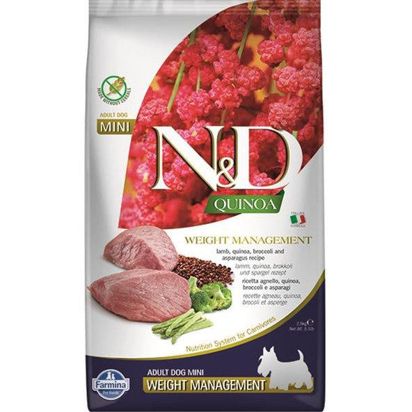 Farmina N&D dog QUINOA (GF) adult mini, weight managment, lamb 0,8kg