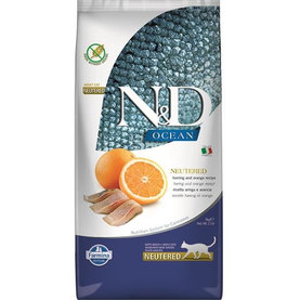 Farmina N&D cat OCEAN (GF) adult, neutered, herring & orange granule pre mačky 5kg