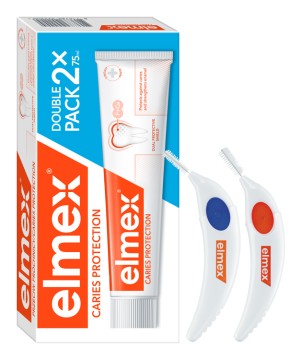 Elmex Caries Protection zubná pasta 2 x 75 ml + 2 medzizubné zadarmo
