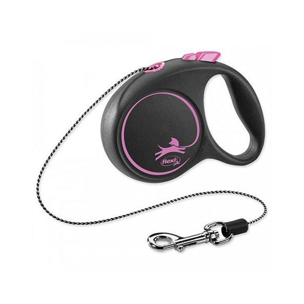 Vodítko Flexi Black Design M lanko 5 m ružové (do 20 kg)