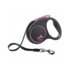 Vodítko Flexi Black Design M páska 5 m ružové (do 25 kg)
