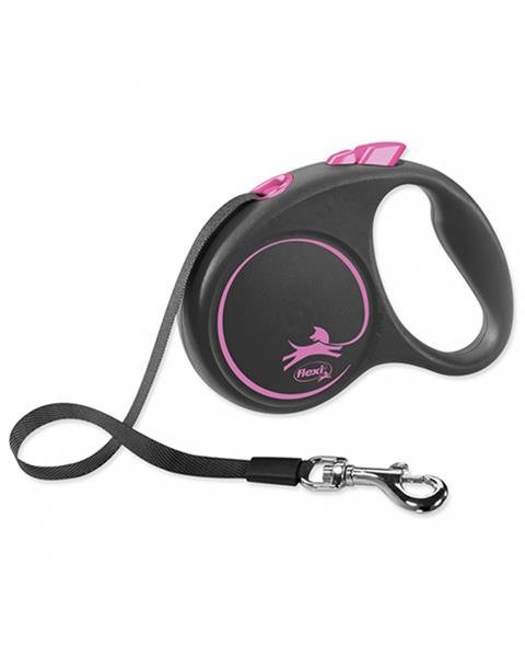 E-shop Vodítko Flexi Black Design S páska 5 m ružové (do 15 kg)