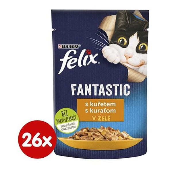 FELIX Fantastic cat kura v želé kapsičky pre psy 26x85g