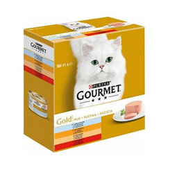 GOURMET GOLD Multipack tuniak, pečeň, morka, hovädzie paštéta konzervy pre mačky 8x85g