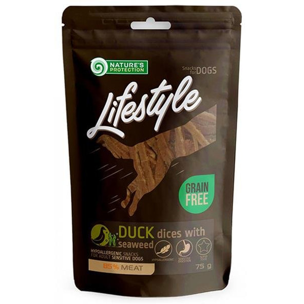 Maškrta Natures Protection Lifestyle mäkké kačacie kocky s morskými riasami 75g