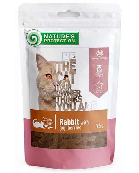 E-shop Maškrta Natures Protection Snack pre mačky s králikom a goji 12x75g
