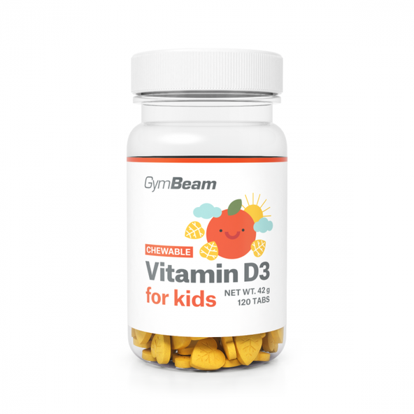 Vitamín D3, tablety na cmúľanie pre deti - GymBeam POMARANČ 120 tabliet