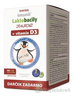 E-shop Laktobacily JUNIOR SWISS Imunit + vitamín D3 60+12 tabliet