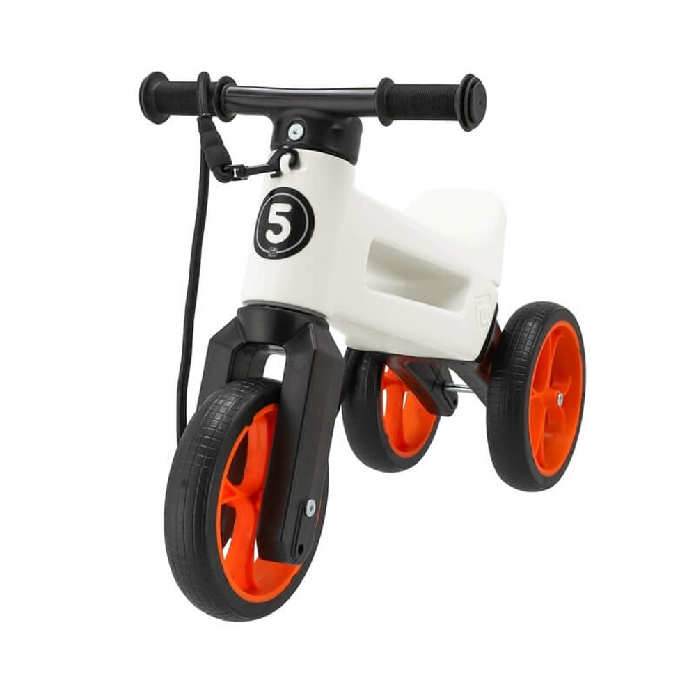 E-shop TEDDIES Odrážadlo Funny wheels Rider SuperSport biele/oranžová 2v1+popruh