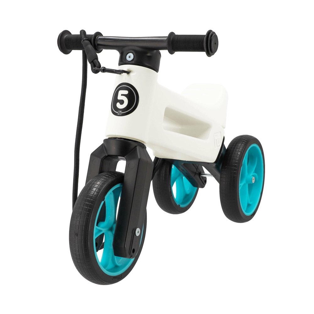E-shop TEDDIES Odrážadlo Funny wheels Rider SuperSport biele/tyrkys 2v1+popruh
