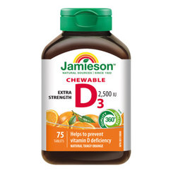 Jamieson Vitamín D3 2500 IU pomaranč 75 cmúľacích tabliet