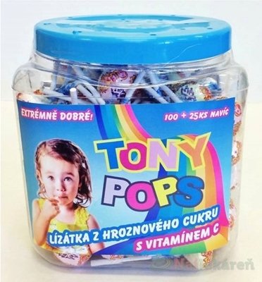 E-shop TONY POPS Lízanky s hroznovým cukrom s vitamínom C 100+25 naviac