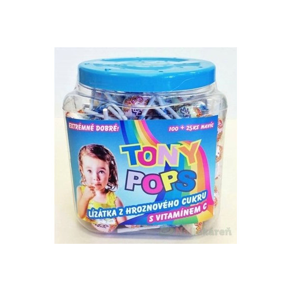 TONY POPS Lízanky s hroznovým cukrom s vitamínom C 100+25 naviac
