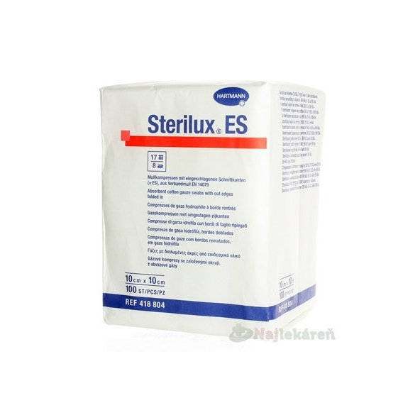 STERILUX ES gázový kompres nesterilný, 10cmx10cm 100ks