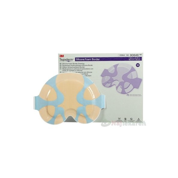 3M TEGADERM Silicone Foam Border silikónové penové krytie na rany, 18,5cmx22cm, 5ks