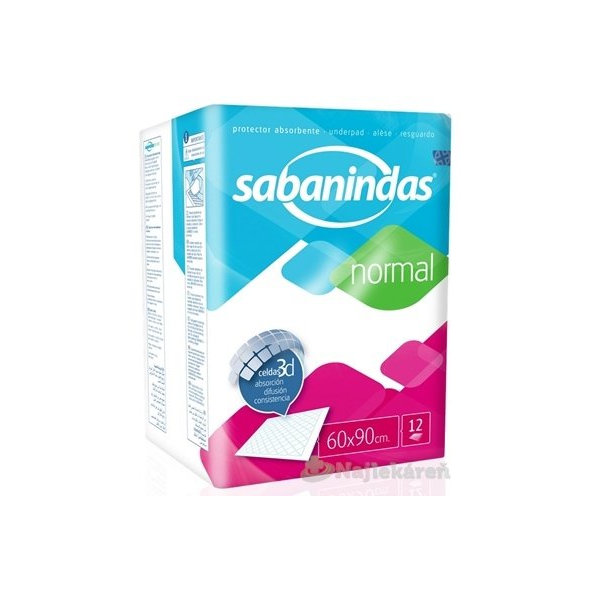 Sabanindas Normal podložka absorpčná (60x90 cm), 12ks
