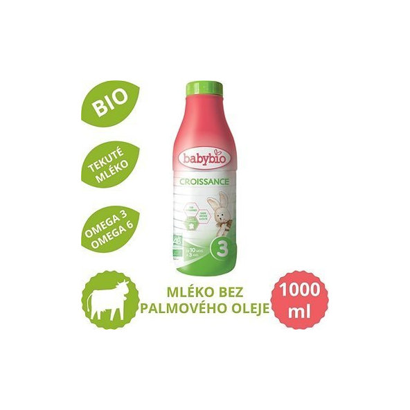BABYBIO Croissance 3 tekuté dojčenské bio mlieko, 1x1 l