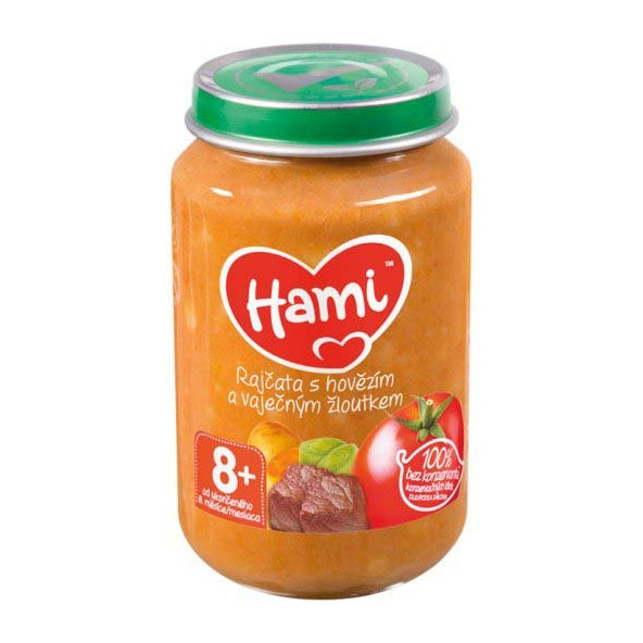 HAMI Príkrm mäsovo-zeleninový Paradajky s hovädzím a vaječným žĺtkom 200g