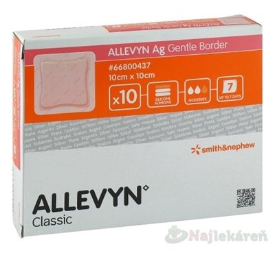 E-shop ALLEVYN Ag Gentle Border Krytie na rany 10x10cm 10ks