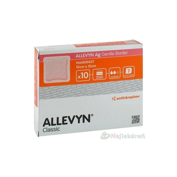 ALLEVYN Ag Gentle Border Krytie na rany 10x10cm 10ks