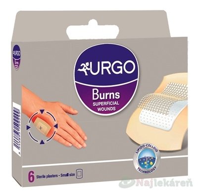 E-shop URGO Burns Na popáleniny lipidokoloidná náplasť, sterilná, 5x7cm, 6ks