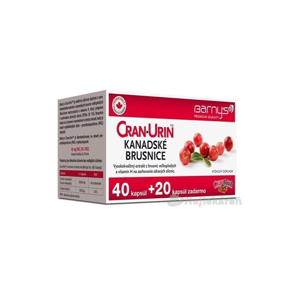 BARNY'S CRAN-URIN KANADSKÉ BRUSNICE na močové cesty 60 kapsúl
